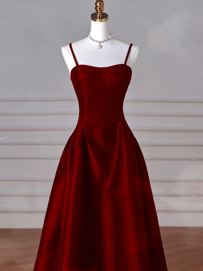 Navy Blue Satin Straps Long Formal Dresses Ball Gown Dress for Woman
