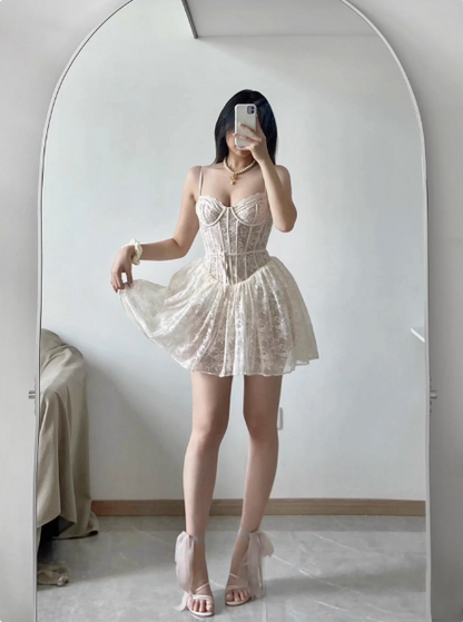 Sexy Lace Fishbone A-line Birthday Dress for Wedding Short Prom Outfit