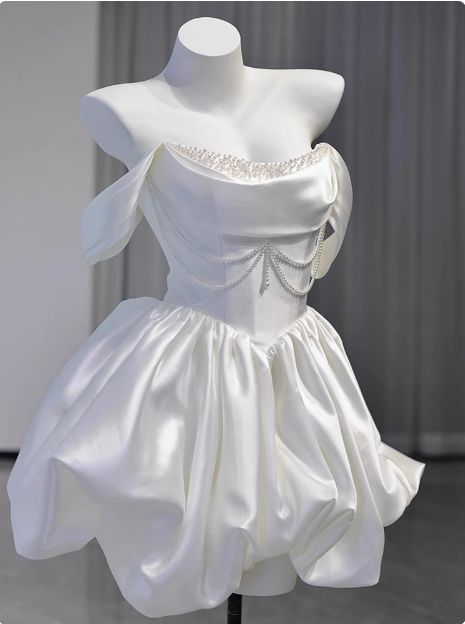 Cute Satin Short Party Night Dress Semi Formal Dresses