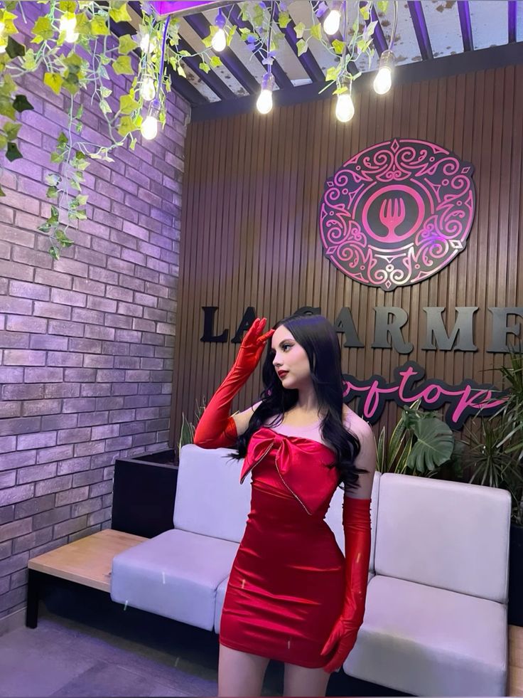 Elegant Short Red Dresses Tight Bodycon Dress with Gloves