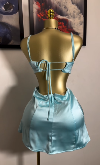 Sexy Mint Green Satin Mini 17th Birthday Dress Outfit Wedding Guest Short