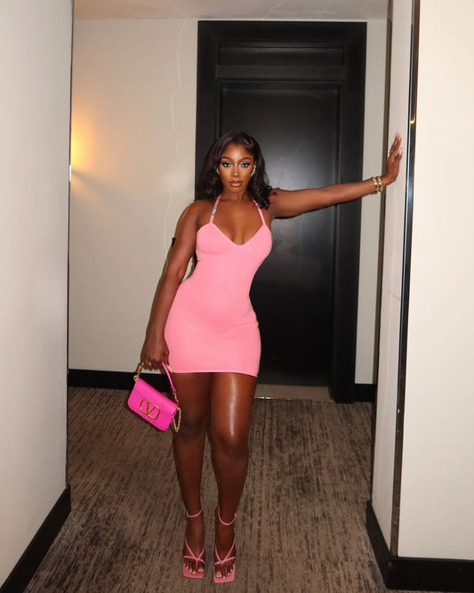 Sexy Pink Slim Fit Hip 21st Birthday Club Dress
