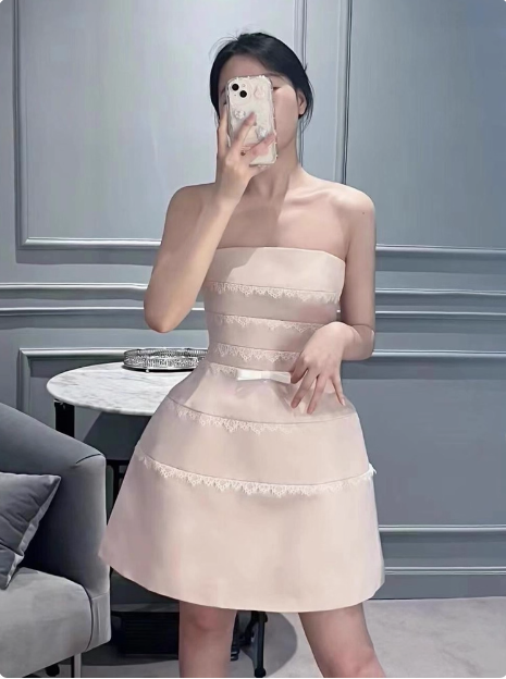 Cute Pink Suspender Satin Lace 17th Birthday Cocktail Dress Fancy Dresses