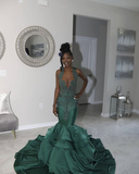 Stunning Mermaid Party Wear Gown Green Prom Dresses