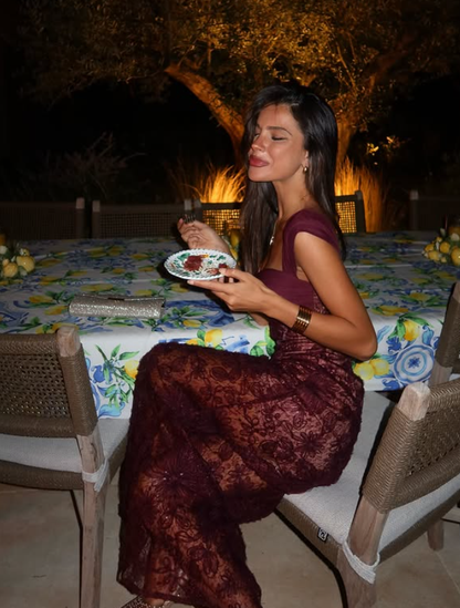 Pretty Straps Floral Lace Long Prom Dress Formal Dress Woman Elegant