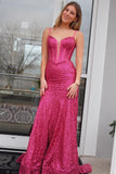 Plunge Neck Blush Pink Sequin Mermaid Long Formal Dress