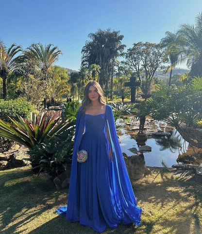 Royal Blue A-line Prom Dress Princess Chiffon Wedding Evening Party Dr –  jkprom