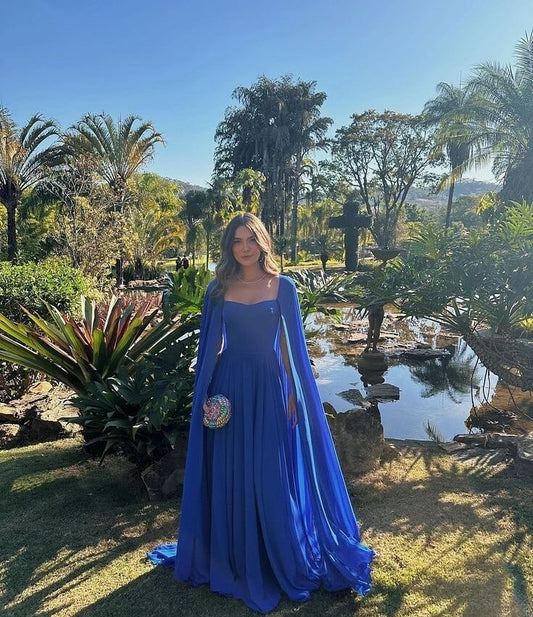 Royal Blue A-line Prom Dress Princess Chiffon Wedding Evening Party Dresses