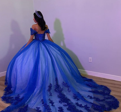 Princess Royal Blue Ball Gown Quinceanera Dress,Sweet 16 Gowns – jkprom Princess Royal Blue Ball Gown Quinceanera Dress,Sweet 16 Gowns – jkprom