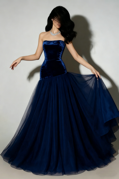 Vintage Mermaid Strapless Burgundy Tulle Long Prom Dresses 20th Birthday Outfits Evening Gown