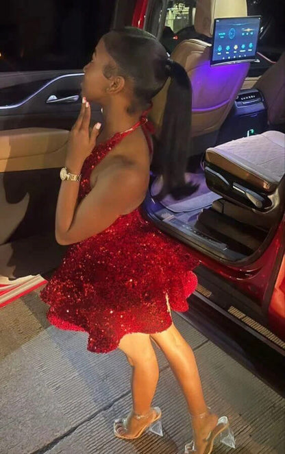 Short Red Homecoming Dresses Sequin Tiered Sexy Prom Dress – jkprom Short Red Homecoming Dresses Sequin Tiered Sexy Prom Dress – jkprom