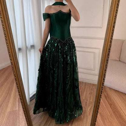 Luxury Arabic Navy A-Line Evening Dress Elegant Party Womens Dresses