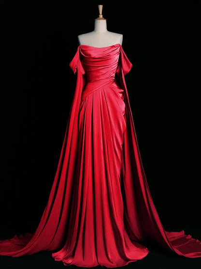 Luxury Satin Prom Dresses Wedding Evening Gown Party Dress
