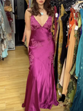 Fancy Mermaid Backless Long Prom Dress Spaghetti Straps Formal Dresses