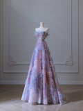 Pretty A line Strapless Tulle Long Prom Dress Formal Evening Dresses