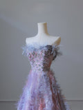 Pretty A line Strapless Tulle Long Prom Dress Formal Evening Dresses