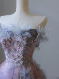 Pretty A line Strapless Tulle Long Prom Dress Formal Evening Dresses