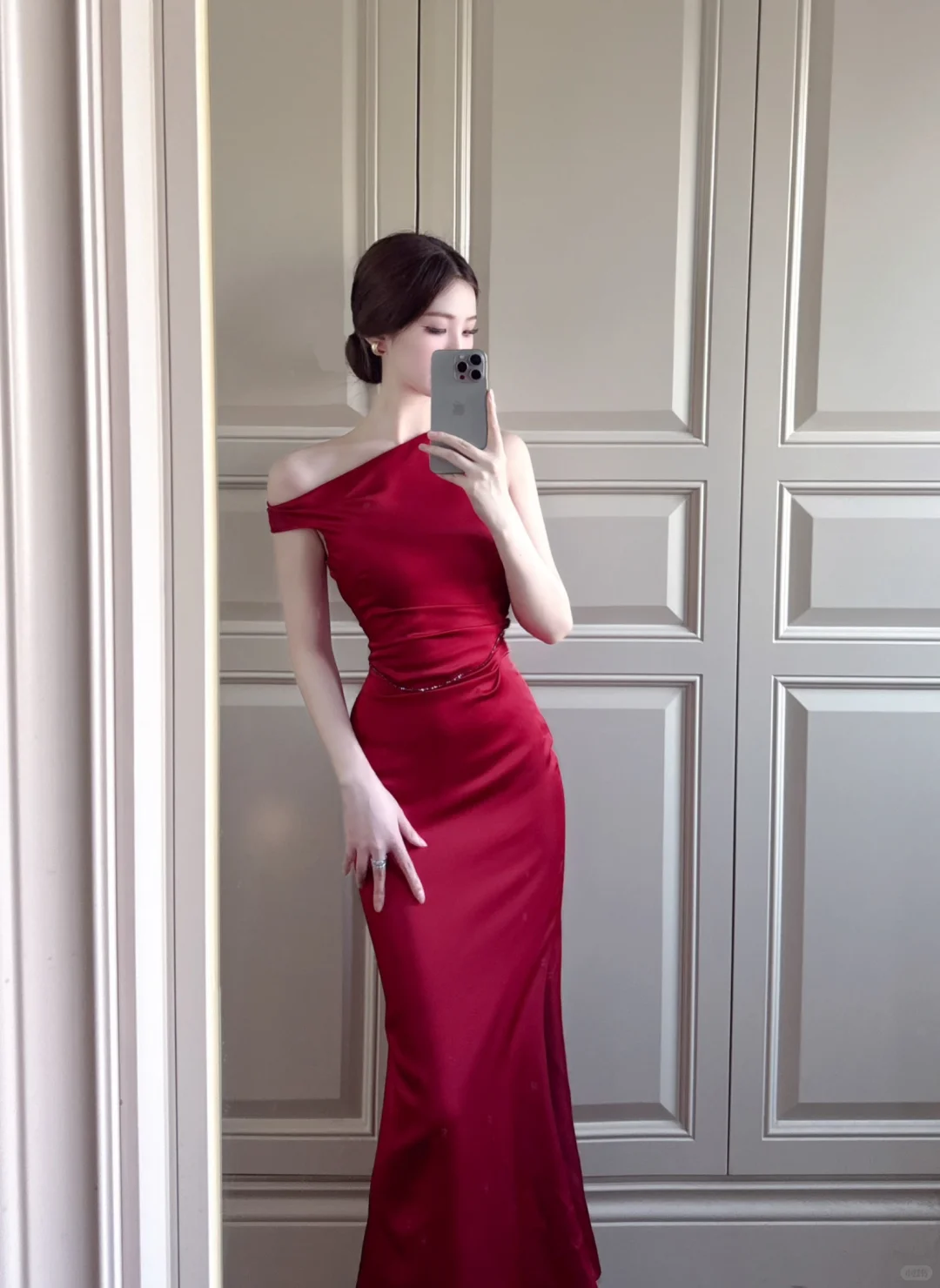Elegant Burgundy Mermaid Maxi Dresses Satin Long Prom Dress