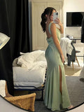 Elegant Sage Green Prom Dress Mermaid Graduation Dresses