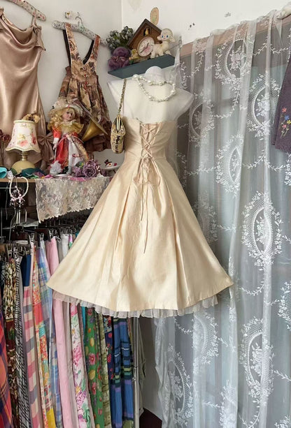 Strapless A Line Champagne Homecoming Dress Short Birthday Dresses