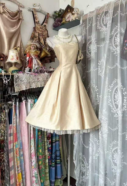 Strapless A Line Champagne Homecoming Dress Short Birthday Dresses