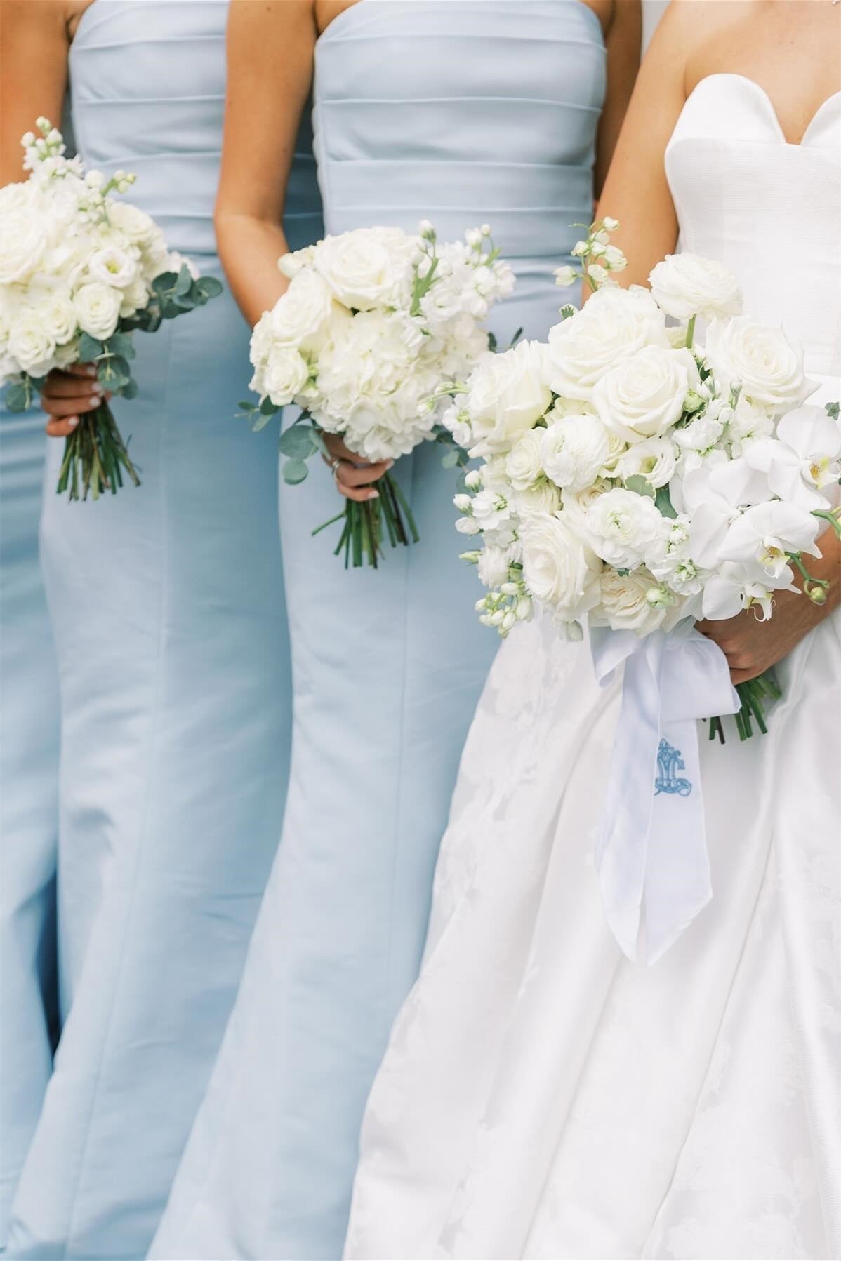 Strapless Ice Blue Pleated Mermaid Bridesmaid Dress Long