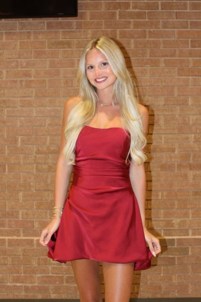 Strapless Irregular Hem Sheath Short Dress Mini Party Dresses