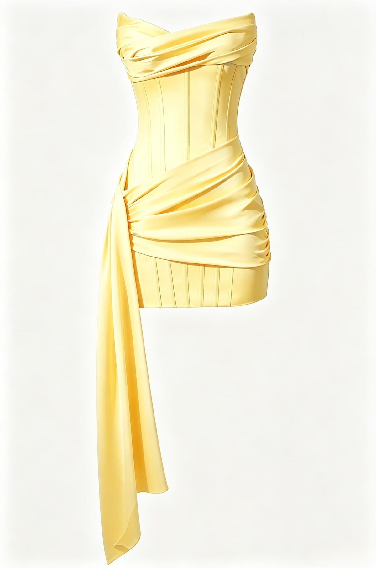 Strapless Mulberry Draped Corset Short Dress