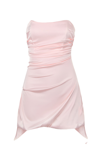 Strapless Irregular Hem Sheath Short Dress Mini Party Dresses