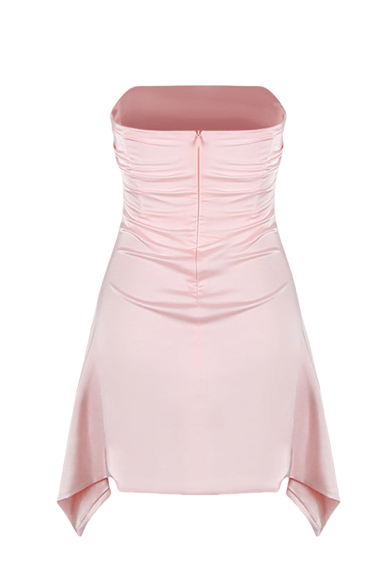 Strapless Irregular Hem Sheath Short Dress Mini Party Dresses