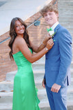 Sweetheart Emerald Green Irregular Hem Long Dress Formal Gown