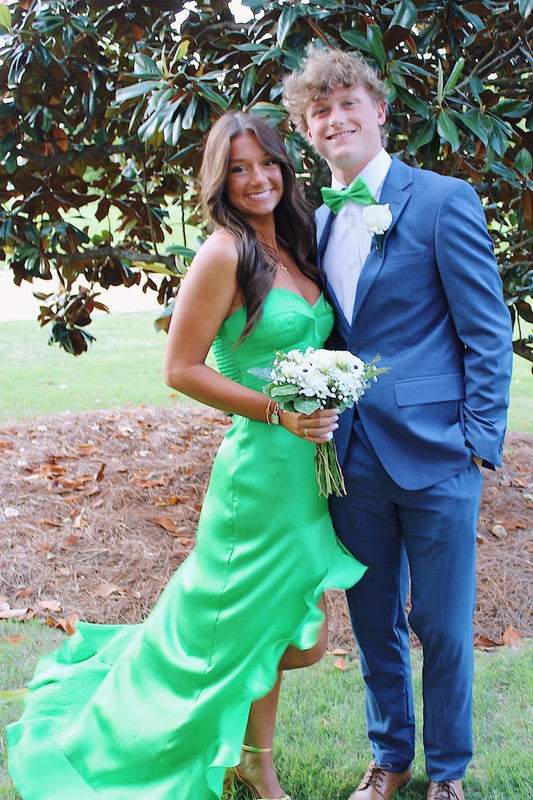 Sweetheart Emerald Green Irregular Hem Long Dress Formal Gown