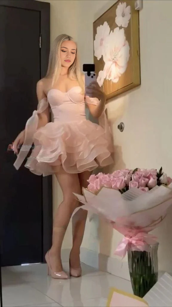 Sweetheart A Line Short Prom Dresses Tiered Ruffled Puffy Mini Dress Birthday Party Dress