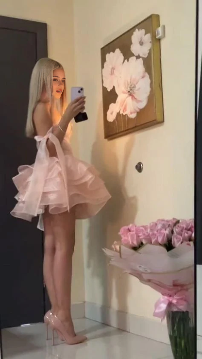 Sweetheart A Line Short Prom Dresses Tiered Ruffled Puffy Mini Dress Birthday Party Dress