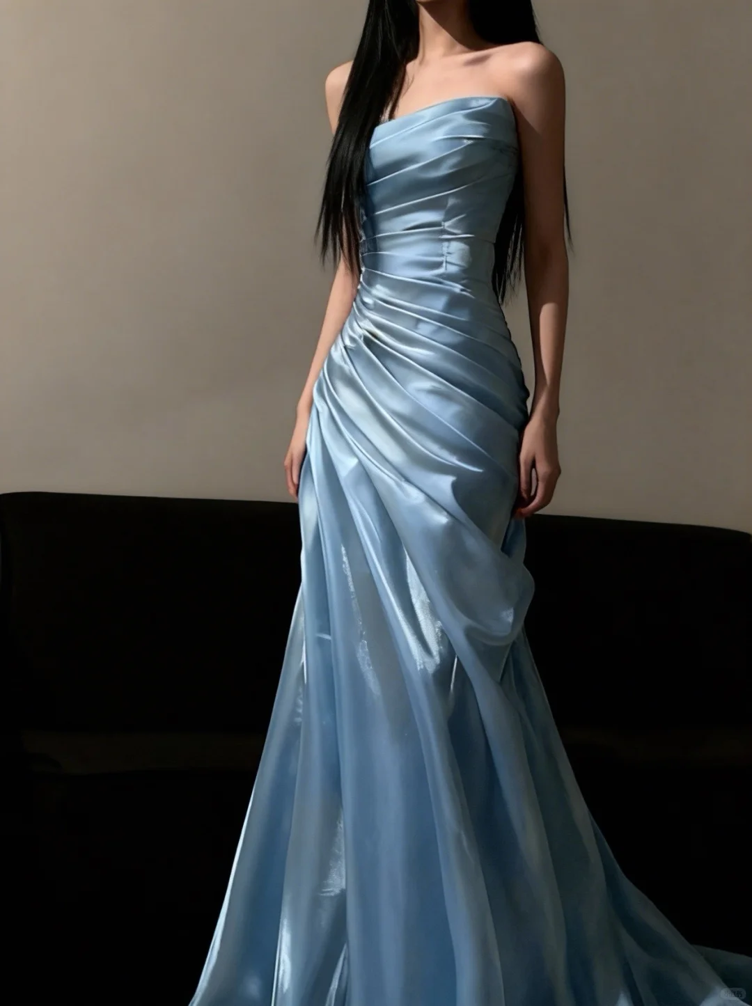 Elegant Blue Mermaid Long Prom Dress Fitted Special Occasion Dresses