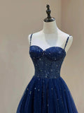 Classy Tulle Prom Dresses Beaded Long Formal Evening Gowns