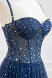 Classy Tulle Prom Dresses Beaded Long Formal Evening Gowns