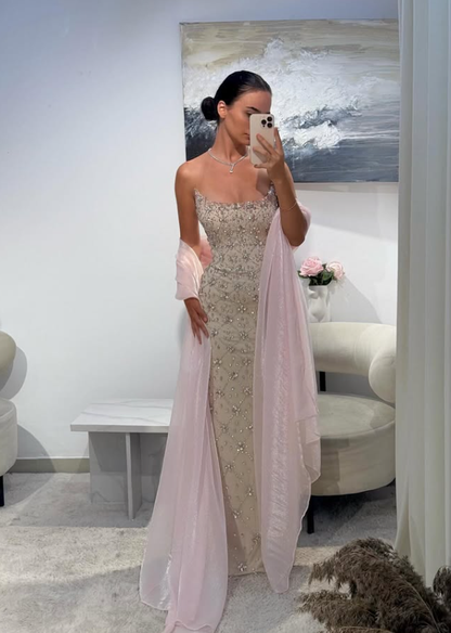 Luxury Woman Party Dress Rhinestone Long Prom Outfit