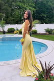 Yellow Open Back Mermaid Long Gala Dress Woman for Party