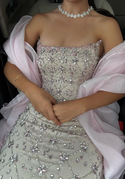 Luxury Woman Party Dress Rhinestone Long Prom Outfit