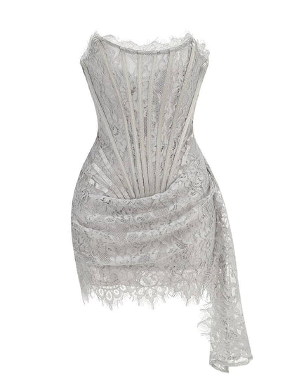 Sexy Burgundy Strapless Lace Sheath Short Cocktail Dress Hoco Dresses