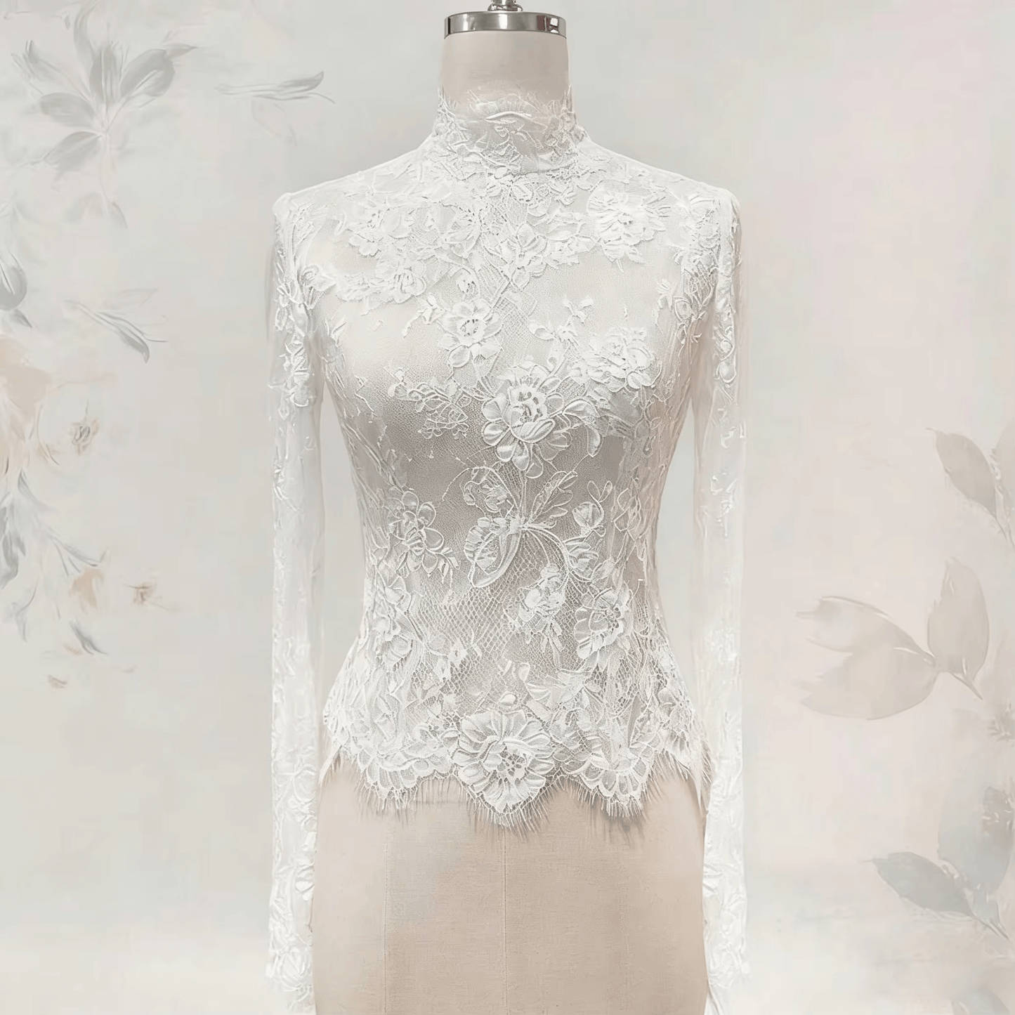 Gogerous Lace Wedding Jacket Long Sleeves White Ivory Bridal Bolero Wedding Dress