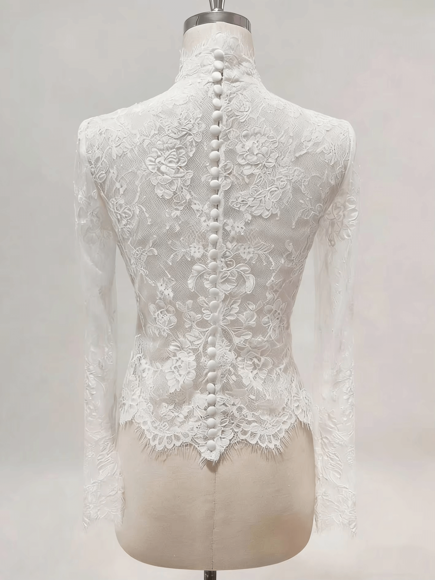 Gogerous Lace Wedding Jacket Long Sleeves White Ivory Bridal Bolero Wedding Dress