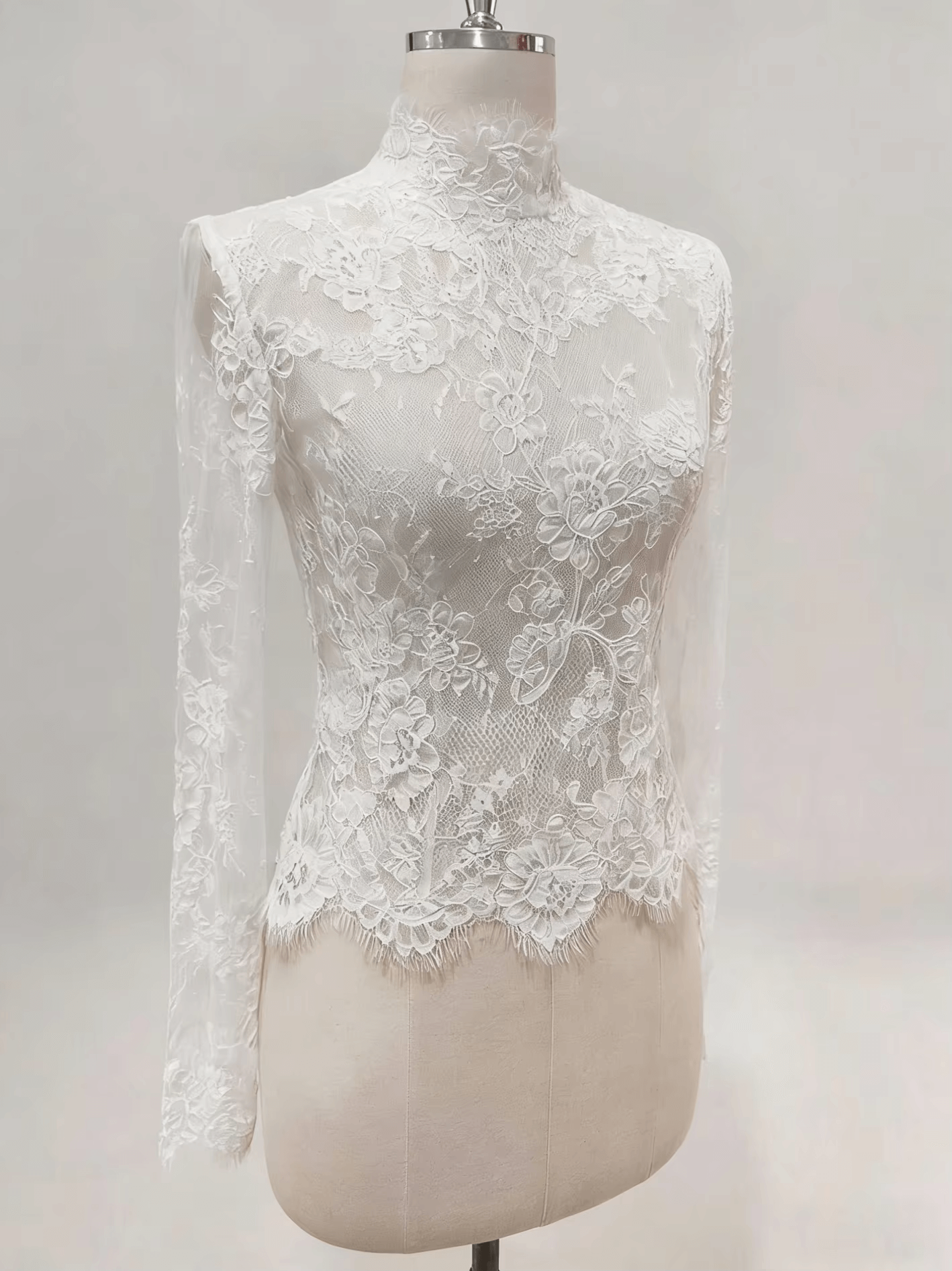 Gogerous Lace Wedding Jacket Long Sleeves White Ivory Bridal Bolero Wedding Dress