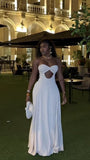 White Sweetheart Prom Dress,Sleeveless Night Dresses Party