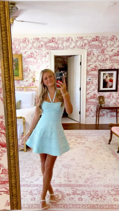 A Line Blue Short Party Dress Outfits