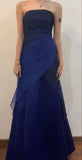 Navy Blue Sheath Prom Dress Long Strapless Party Dresses for Women