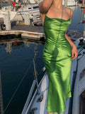 Green Sheath Stain Prom Dress Backless Sexy Party Outfits