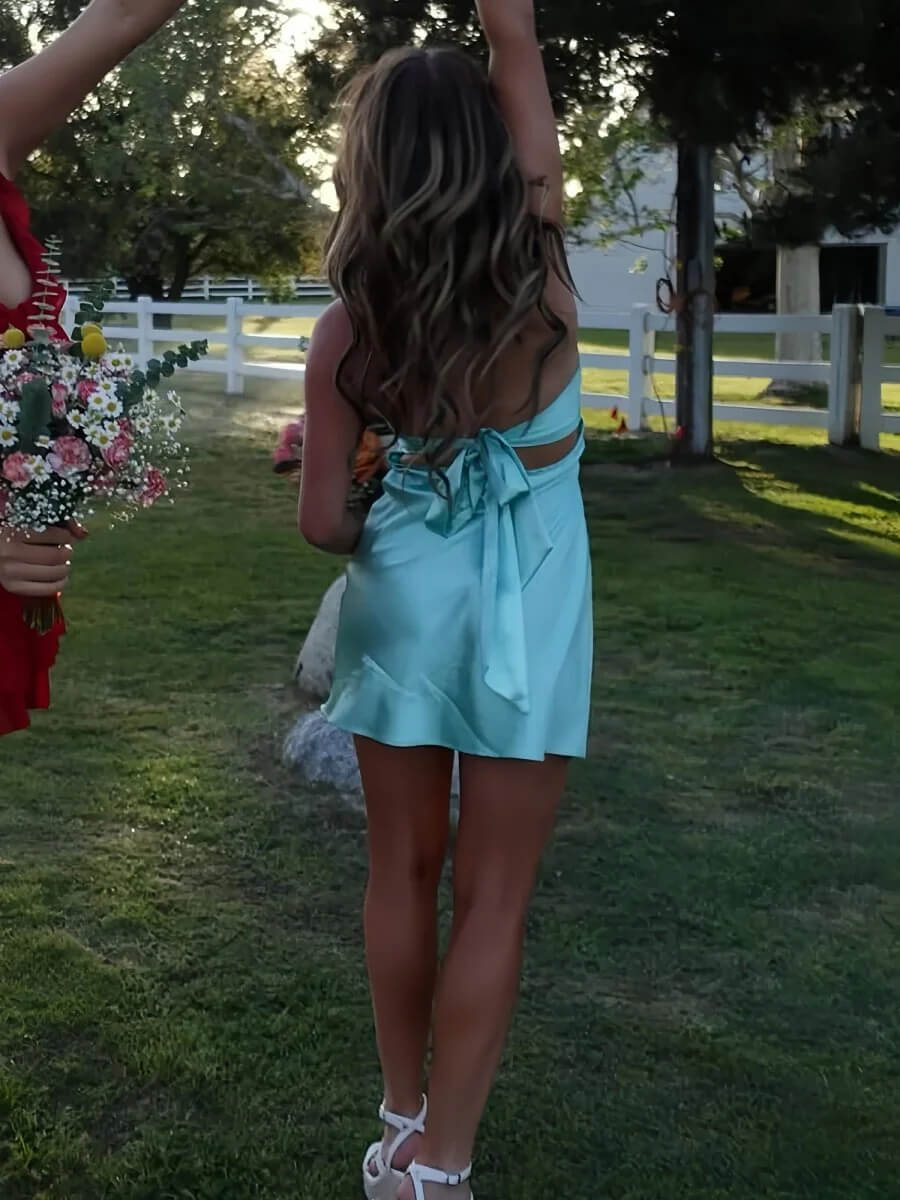 Aqua Short Homecoming Dress With Keyhole Prom Dresses Mini jkprom Aqua Short Homecoming Dress With Keyhole Prom Dresses Mini jkprom