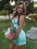 Aqua Short Homecoming Dress With Keyhole Prom Dresses Mini